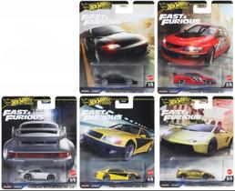 Kit 5 Carrinhos de Corrida em Miniatura Coleção Hot Wheels Velozes e Furiosos