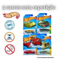 Kit 5 Carrinhos Hotwheels Sortidos Sem Repetir Original - MATTEL