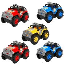 Kit 5 Carrinhos Malucos Jeep Cambalhota a Pilha 4x4 Infantil