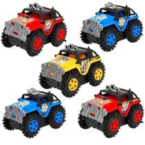 Kit 5 Carrinhos Malucos Jeep Cambalhota a Pilha 4x4 Infantil