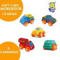 Kit 5 Carrinhos Soft Cars Mordedor para Bebes - Divertoys