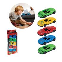 Kit 5 Carrinhos Spor Car Brinquedo Carro Possante Plástico Infantil Criança Roda Livre