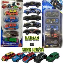 Kit 5 Carrinhos Super Heróis Metal Batman Avengers Brinquedo Infantil Carrinho Miniatura