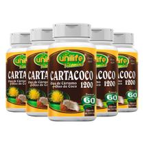 Kit 5 Cartacoco óleo de cartamo e coco Unilife 60 cápsulas