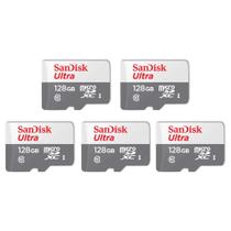 Kit 5 Cartão Memória Micro SD Sandisk 128GB Classe 10 Ultra