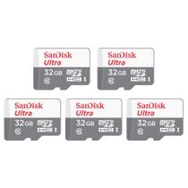 Kit 5 Cartão Memória Micro SD Sandisk 32GB Classe 10 Ultra