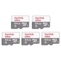 Kit 5 Cartão Memória Micro SD Sandisk 64GB Classe 10 Ultra