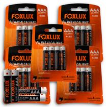 Kit 5 Cartelas de Pilha Alcalina Palito AAA Com 4 Un Foxlux - Totalizando 20 pilhas