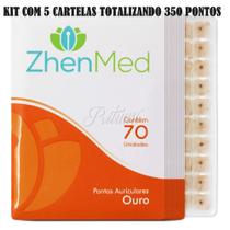 Kit 5 Cartelas Pontos auriculares Ouro - Total 350 Pontos Kit 5 Cartelas Pontos auriculares Ouro - Total 350 Pontos