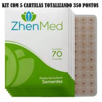 Kit 5 Cartelas Pontos auriculares Semente - Total 350 Pontos