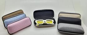 Kit 5 case estojo para óculos receituário com zíper tecido prático pro dia a dia