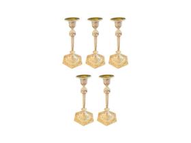Kit 5 Castiçal Simples 18cm Branco Rústico Decorativo Luxo