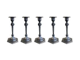 Kit 5 Castiçal Simples 18cm Preto Rústico Decorativo Luxo