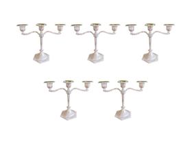 Kit 5 Castiçal Triplo 18cm Branco Rústico Suporte Elegante e Decorativo Para Vela. Kit 5 Castiçal Triplo 18cm Branco Rústico Suporte Elegante e Decorativo Para Vela.