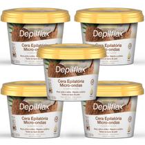 Kit 5 Cera Depilatória Micro-Ondas Depilflax Coco 200g