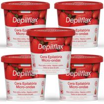 Kit 5 Cera Depilatória Micro-Ondas Depilflax Morango 100g Kit 5 Cera Depilatória Micro-Ondas Depilflax Morango 100g