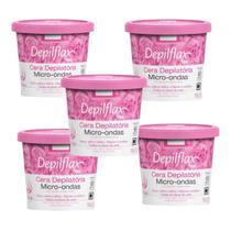 Kit 5 Cera Depilatória Micro-Ondas Depilflax Rosas 100g