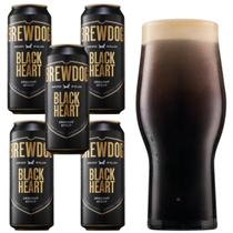 Kit 5 Cerveja Brewdog Black Heart Draught Stout 440ml + Copo