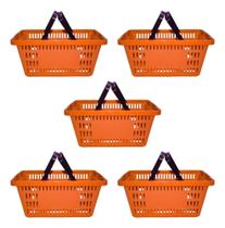 Kit 5 Cesta Plástica de supermercado 13 Litros Laranja Kit 5 Cesta Plástica de supermercado 13 Litros Laranja