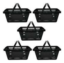 Kit 5 Cesta Plástica de supermercado 13 Litros Preto Kit 5 Cesta Plástica de supermercado 13 Litros Preto