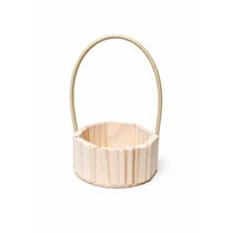Kit 5 Cestas de Madeira Fraldeira Redonda c/ Alça 11x11cm