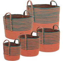 Kit 5 cestas decorativa organizadora multiuso fibra colorido