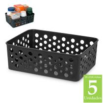 Kit 5 cestinhas organizadoras maquiagem medicamento material de escritório armário cozinha banheiro - Usual Plastic