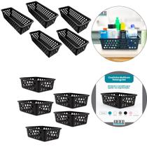 Kit 5 Cesto Multiuso Comprido Retangular E 5 Cesto Médio