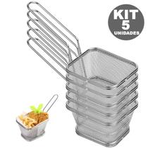 Kit 5 Cesto Multiuso Para Cozinha Servir Porções Batata Frita Nuggets Aço Inox Reforçado Kit 5 Cesto Multiuso Para Cozinha Servir Porções Batata Frita Nuggets Aço Inox Reforçado