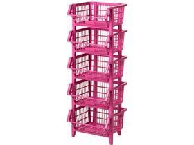 Kit 5 Cesto Organizador Expositor Pequeno Nº01 Rosa