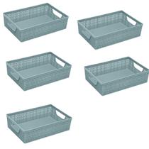 Kit 5 Cesto Organizador Juta A3 11,5 L 45x32x9,5 Cm AZUL