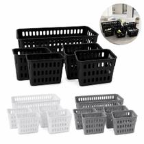 Kit 5 cesto organizador multiuso caixa organizador armario casa lavanderia cozinha dispensa porta pote alimento lavander