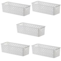 Kit 5 Cesto Organizador Multiuso Quadratta 27x12x12 Cm Kit 5 Cesto Organizador Multiuso Quadratta 27x12x12 Cm