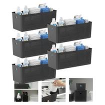 Kit 5 Cesto Organizador Para Lavanderia 6,6l Multiuso Preto Flow Ou