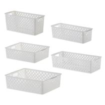 Kit 5 Cesto Organizador Quadratta Armário Gavetas Lavanderia