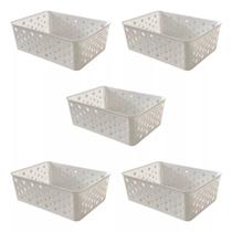 Kit 5 cesto organizadores premium branco