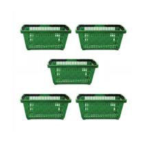 Kit - 5 Cestos Compras Plástica D100 Cód. 3000 Verde - Della Plast