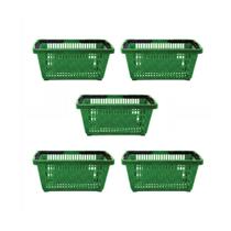 KIT - 5 Cestos Compras Plástica D100 Cód. 3000 Verde - Della Plast