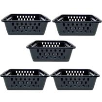 Kit 5 Cestos Organizador Pequeno 800 Ml Preto 16X12X6Cm 1908 Kit 5 Cestos Organizador Pequeno 800 Ml Preto 16X12X6Cm 1908