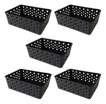 Kit 5 cestos organizadores premium preto Kit 5 cestos organizadores premium preto