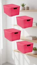 Kit 5 Cestos Organizadores Rattan com Tampa 7 Litros
