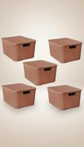 Kit 5 Cestos Organizadores Rattan Com Tampa 7L