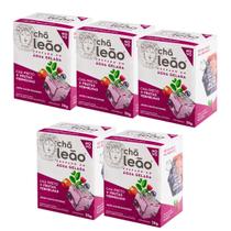 Kit 5 Chá Leão Preto e Frutas Vermelhas 10 Sachês Gelado 25g