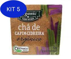 Kit 5 Chá Orgânico De Capim Cidreira Organic 10 Sachês