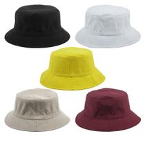 Kit 5 Chapéus Bucket Preto, Branco, Amarelo, Bege E Bordo