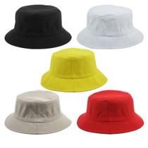 Kit 5 Chapéus Bucket Preto, Branco, Amarelo, Bege E Vermelho
