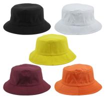 Kit 5 Chapéus Bucket Preto, Branco, Amarelo, Bordo E Laranja Kit 5 Chapéus Bucket Preto, Branco, Amarelo, Bordo E Laranja