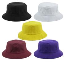 Kit 5 Chapéus Bucket Preto, Branco, Amarelo, Bordo E Roxo - Odell Vendas OnLine