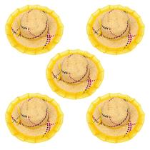 Kit 5 Chapéus Trança De Palha Mocinha Festa Junina Amarelo
