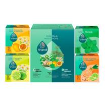 Kit 5 Chás Hortelã, Camomila Limão, Camomila Maracujá, Limão e Laranja com Gengibre e Chá Dia e Noite Vverd